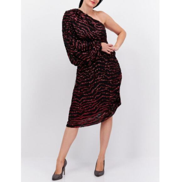 CITY CHIC Women's Ruby Sequin Stripe Mini Dress Size M/18 - Picture 1 of 10